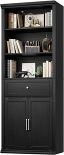 6-Tier Bookcase with Doors & Storage Cabinet