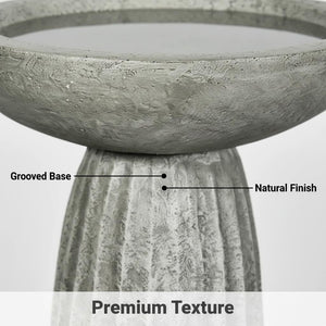 Concrete Pedestal Bird Bath with Textured Base