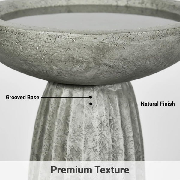 Concrete Pedestal Bird Bath with Textured Base