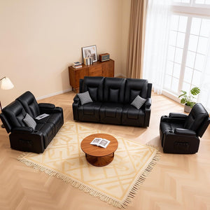 Reclining Sofa Set with Cup Holders – Faux Leather, Multi-Seat Configurations