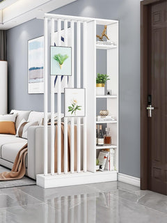 Freestanding Wood Room Divider with Storage Cabinet & Display Shelves