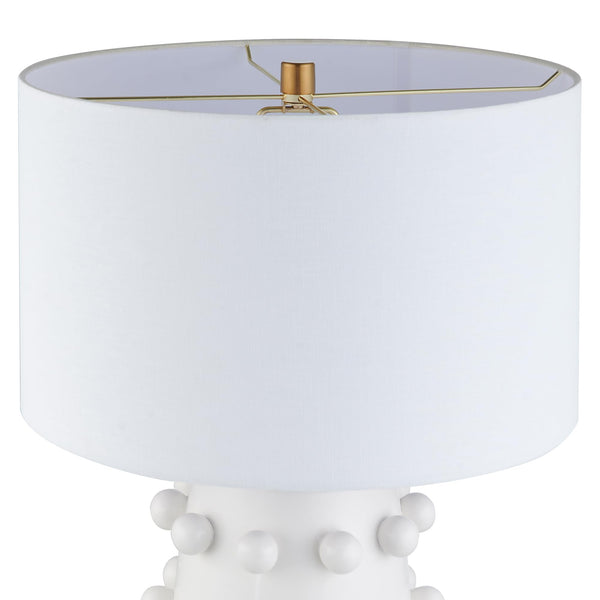 Modern Ceramic Table Lamp with Spherical Orbs & Fabric Drum Shade