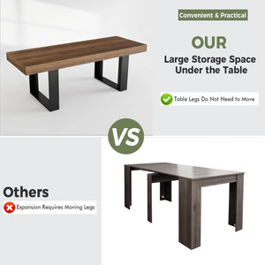 Extendable Farmhouse Dining Table for 8-10 | 70.9" to 86.6"