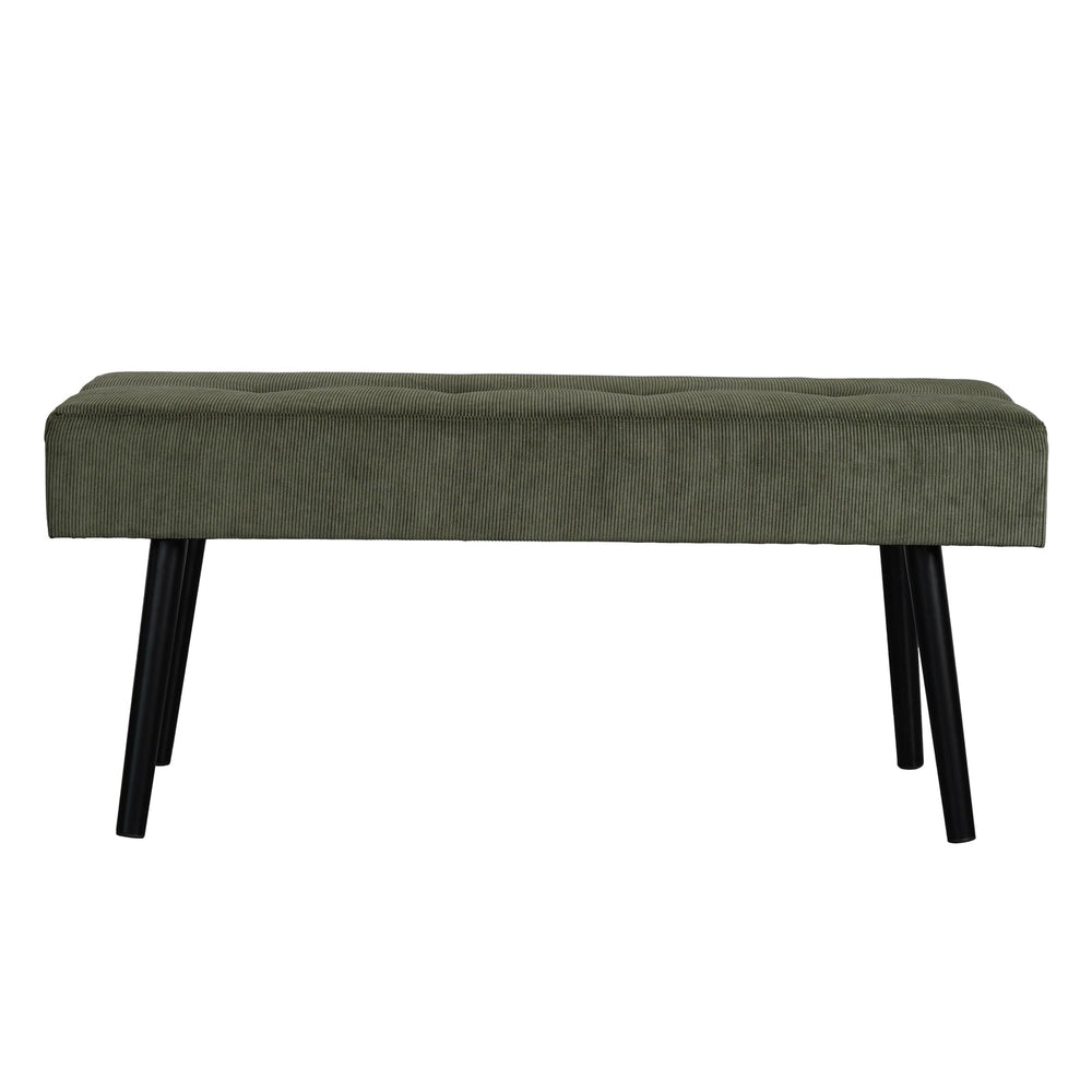 Corduroy Upholstered Entryway Bench with Metal Frame