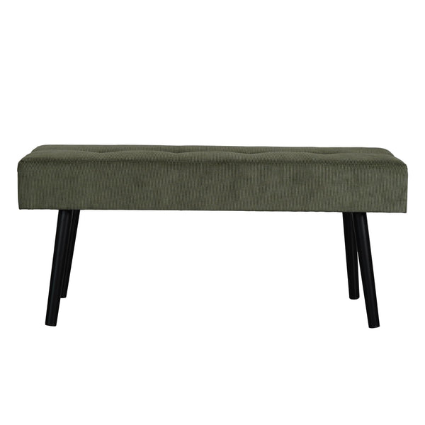 Corduroy Upholstered Entryway Bench with Metal Frame
