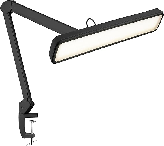 30W LED Desk Lamp with Clamp — 2,500 Lumens, 22" Wide Shade