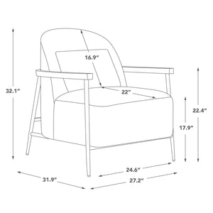 Mid-Century Modern Sherpa Armchair with Metal Frame