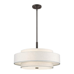 5-Light Triple Drum Pendant Light with Fabric Shade