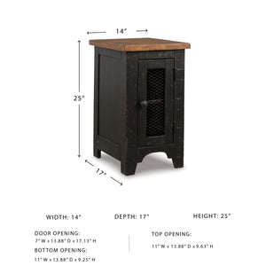 Rustic Farmhouse Chair Side End Table with Cabinet Door