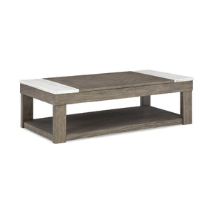Lift-Top Coffee Table with Lower Shelf, Marble Accents & Casters