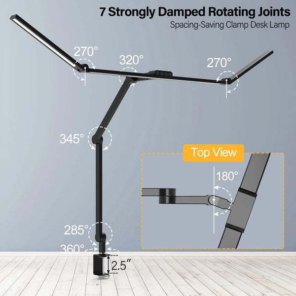 LED Desk Lamp with Clamp – 47-Inch Adjustable Architect Light