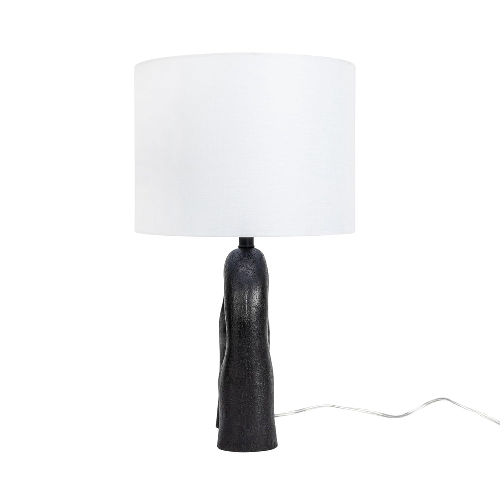 Abstract Sculptural Resin Table Lamp with White Drum Shade
