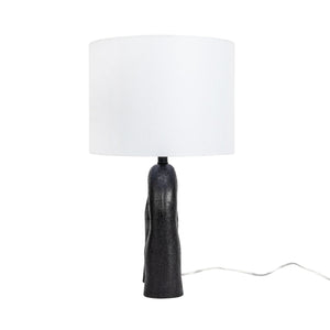 Abstract Sculptural Resin Table Lamp with White Drum Shade