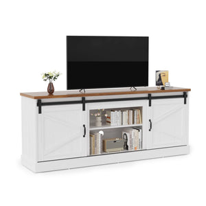 Farmhouse TV Stand with Barn Door 54 Inch Entertainment Center