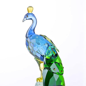 Crystal Peacock Figurine – Handmade K9 Crystal Home Decor Statue