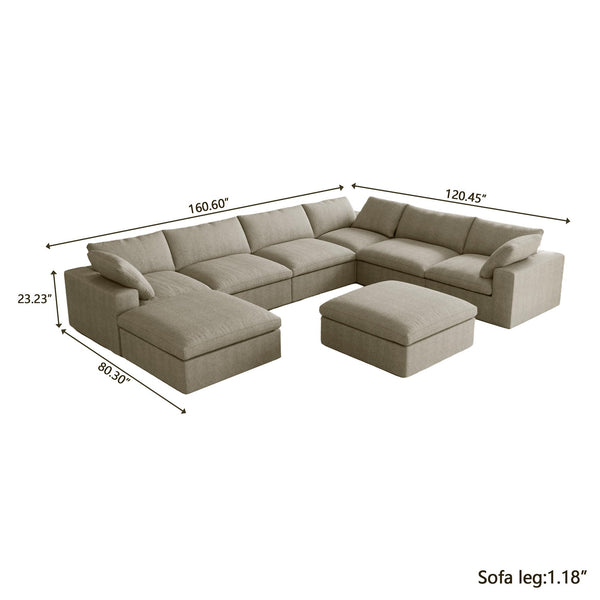 8-Piece Modular Sectional Sofa with Removable Covers