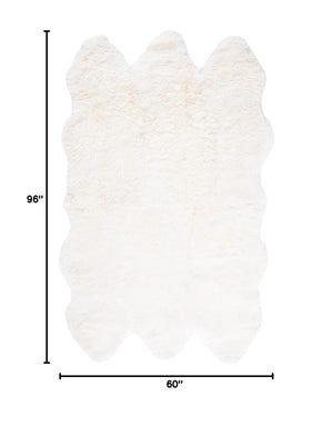 Genuine Sheepskin Shag Area Rug 5' x 8' – Natural & White
