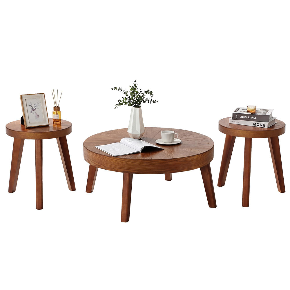 Round Coffee Table Set of 3 – Farmhouse Nesting Tables