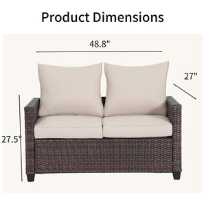 Outdoor Wicker Patio Loveseat with Cushions