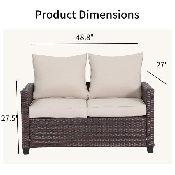 Outdoor Wicker Patio Loveseat with Cushions