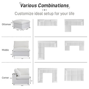 8-Seat Modular Sectional Sofa 160 Inch Cloud Comfort Down Filled Washable Cover