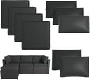 Breezestival Patio Furniture Replacement Cushions for Outdoor Furniture Set of 4, Thick Patio Sofa Cushions for Outdoor Furniture, 9-Piece Splashproof Fade Resistant Cushions for Outdoor Couch, Grey