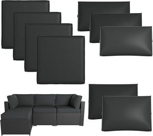 Breezestival Patio Furniture Replacement Cushions for Outdoor Furniture Set of 4, Thick Patio Sofa Cushions for Outdoor Furniture, 9-Piece Splashproof Fade Resistant Cushions for Outdoor Couch, Grey