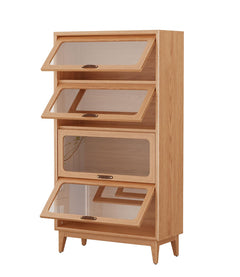 Solid Wood Bookcase with Glass Doors – 4-Shelf