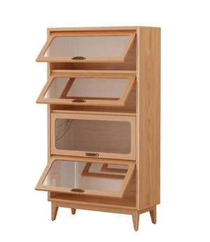 Solid Wood Bookcase with Glass Doors – 4-Shelf