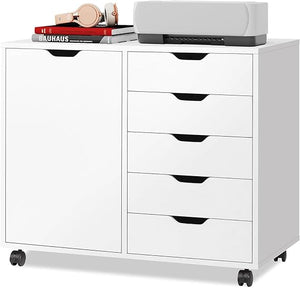5-Drawer Mobile File Cabinet with Door and Printer Stand