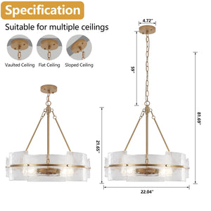 Round Glass Chandelier 22-Inch | Dining Room & Foyer Ceiling Light