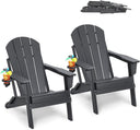 Folding Adirondack Chairs Set of 2 with Cup Holder