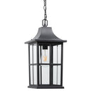 Large Outdoor Pendant Light Fixture – Black Modern Hanging Porch Lantern