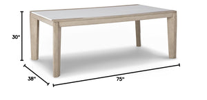 Contemporary Dining Table with Acrylic Insert, White & Beige