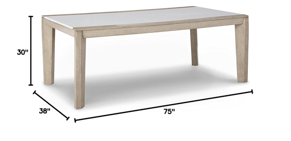 Contemporary Dining Table with Acrylic Insert, White & Beige