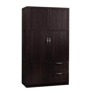Wardrobe Storage Cabinet with Drawers and Hanging Rail