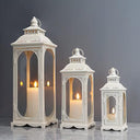 Set of 3 Vintage Metal Candle Lanterns with Tempered Glass – 10"/14"/19.5"H