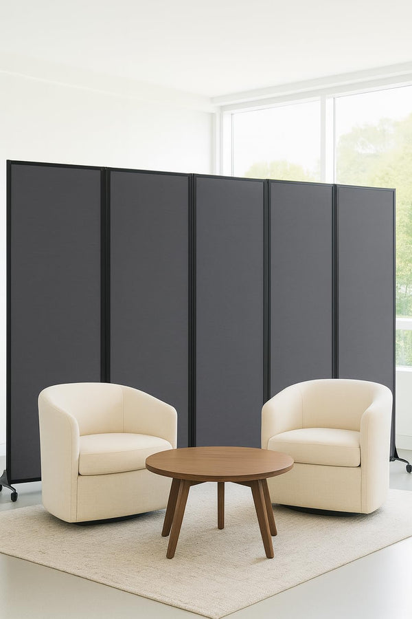 5-Panel Folding Room Divider with Locking Wheels