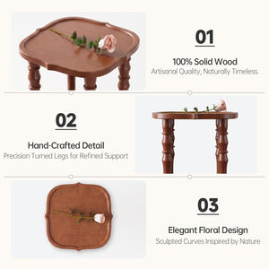 2-Tier Round Solid Wood Side Table