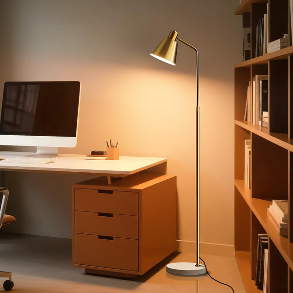 Gold Brass Adjustable LED Floor Lamp