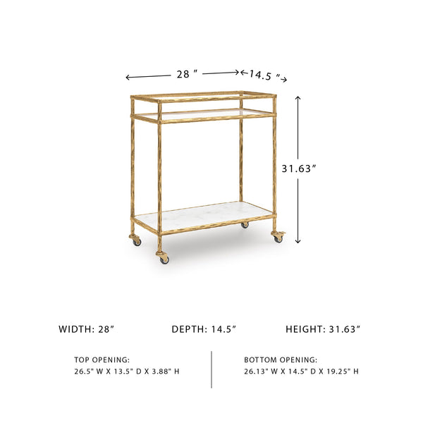 2-Tier Bar Cart with Rolling Casters