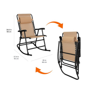 Folding Outdoor Rocking Chair with Padded Headrest