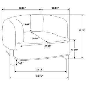 Barrel Back Accent Chair — Upholstered with Oak Wood Frame