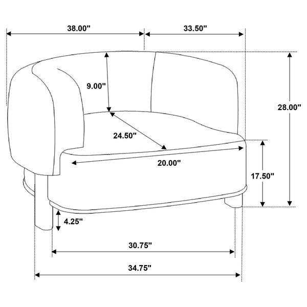 Barrel Back Accent Chair — Upholstered with Oak Wood Frame