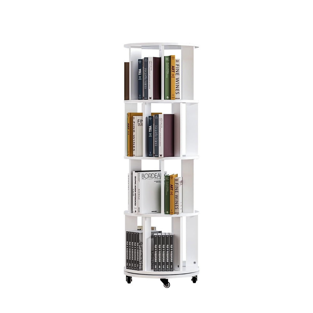 Rotating Bookshelf Tower with Wheels