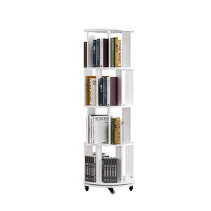 Rotating Bookshelf Tower with Wheels