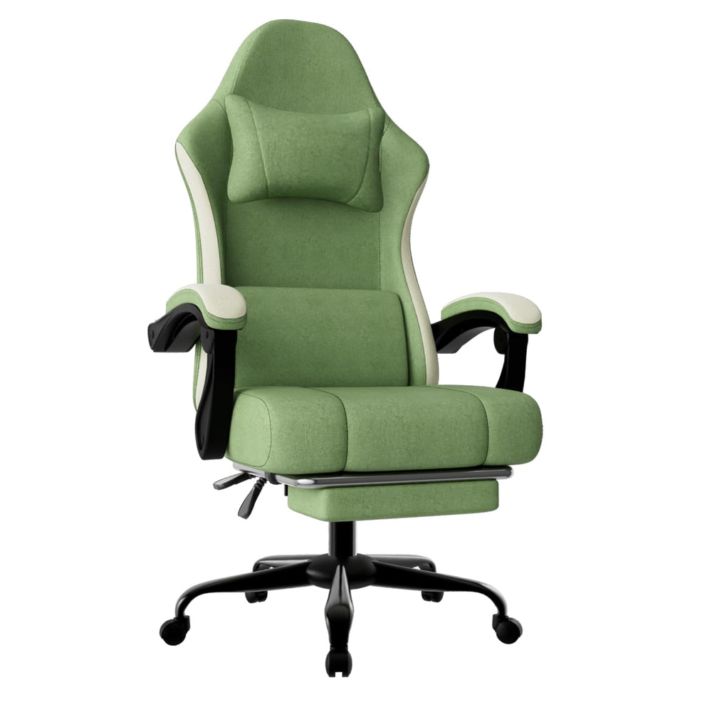High Back Fabric Gaming Chair with Footrest