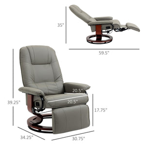 Faux Leather Swivel Recliner Chair with Footrest