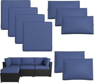Breezestival Patio Furniture Replacement Cushions for Outdoor Furniture Set of 4, Thick Patio Sofa Cushions for Outdoor Furniture, 9-Piece Splashproof Fade Resistant Cushions for Outdoor Couch, Grey