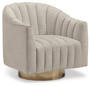Velvet Swivel Accent Chair – Beige & Gold